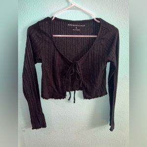 Black Tie Front Crop Top